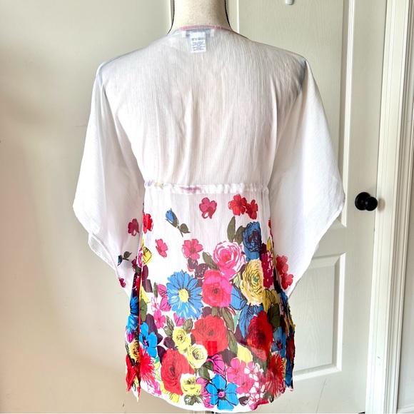 RHONA SUTTON Floral Sequin Embellished Drawstring Swim Cover Up—SZ. S/M - Picture 8 of 15